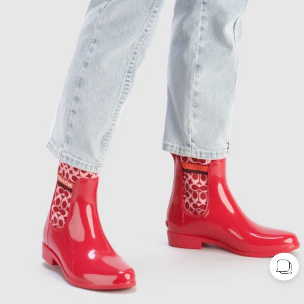 RED Coach Rivington Rain Booties Sz 7